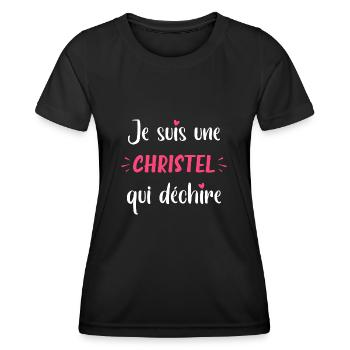 Je suis une CHRISTEL qui déchire - T-shirt sport Femme - noir - Devant - AI Model Female 172 light (172cm)
