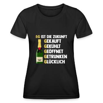 5G ist die Zukunft Sekt - Frauen Funktions-T-Shirt - Schwarz - Vorne - AI Model Female 172 light (172cm)
