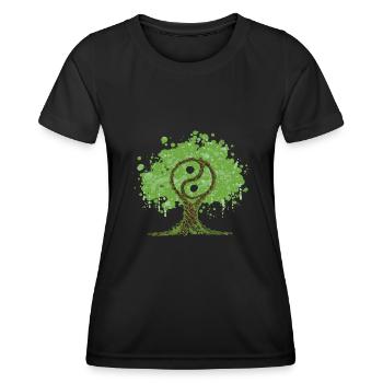Ying Yang Lebensbaum - Frauen Funktions-T-Shirt - Schwarz - Vorne - AI Model Female 172 light (172cm)