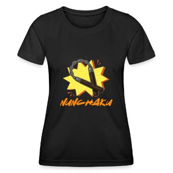 Karate Ninja Nunchaku Waffen Japan Training Sport - Frauen Funktions-T-Shirt - Schwarz - Vorne - AI Model Female 172 light (172cm)