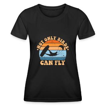 Kitesurfer nicht nur vögel fliegen kiteboard - Frauen Funktions-T-Shirt - Schwarz - Vorne - AI Model Female 172 light (172cm)