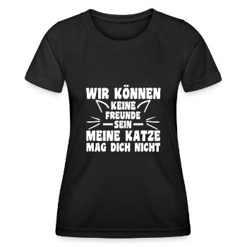 Katze Miezekatze Katzenliebhaber Katzenbesitzer Ka - Frauen Funktions-T-Shirt - Schwarz - Vorne - AI Model Female 172 light (172cm)