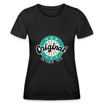 October 1972 - 50th Birthday Gift. German. - Women's Functional T-Shirt - black - Front - AI Model Female 172 light (172cm)