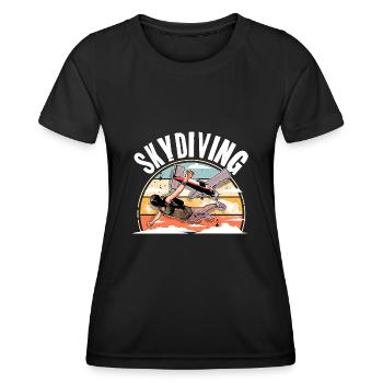 Skydiving Parachuting Parachute - Women's Functional T-Shirt - black - Front - AI Model Female 172 light (172cm)