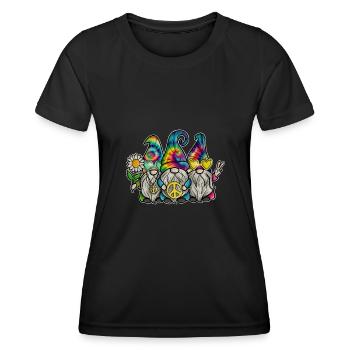 Hippie Gnomes Peace Tie Dye - Frauen Funktions-T-Shirt - Schwarz - Vorne - AI Model Female 172 light (172cm)