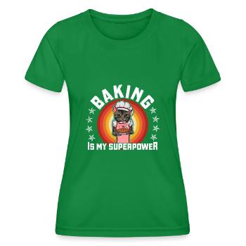 Bäcker Katze Kuchen Essen Backen Hobby Spruch - Frauen Funktions-T-Shirt - Kelly Green - Vorne - AI Model Female 172 dark (172cm)