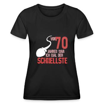 70. Geburtstag - schnellster im Verkehr - Frauen Funktions-T-Shirt - Schwarz - Vorne - AI Model Female 172 light (172cm)
