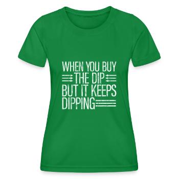 Lorsque vous achetez la trempette mais qu’elle continue à plonger 3 - T-shirt sport Femme - vert - Devant - AI Model Female 172 dark (172cm)