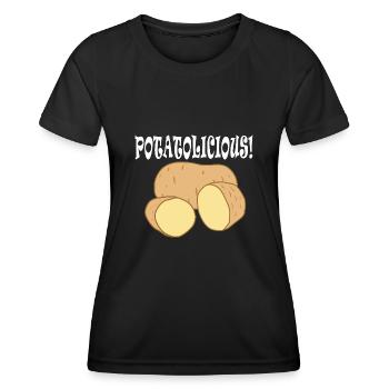 Gesundes Essen Potatolicious Hobby Chef Gemüse - Frauen Funktions-T-Shirt - Schwarz - Vorne - AI Model Female 172 light (172cm)