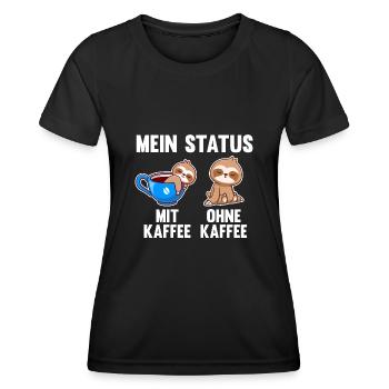 Faultier Mein Status Mit Kaffee Ohne Kaffee - Frauen Funktions-T-Shirt - Schwarz - Vorne - AI Model Female 172 light (172cm)
