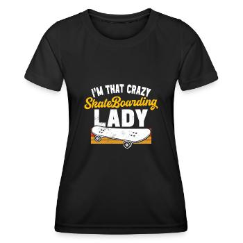 Skateboarding Crazy Skateboarding Lady für Skater - Frauen Funktions-T-Shirt - Schwarz - Vorne - AI Model Female 172 light (172cm)