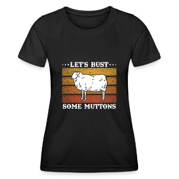 Let's Bust Some Muttons Vintage Sheep Gift - Women's Functional T-Shirt - black - Front - AI Model Female 172 light (172cm)