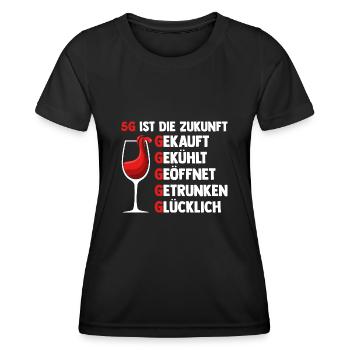5G ist die Zukunft Wein - Frauen Funktions-T-Shirt - Schwarz - Vorne - AI Model Female 172 light (172cm)