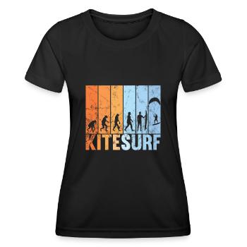 Kitesurfing evolution retro kitesurfer athlet - Frauen Funktions-T-Shirt - Schwarz - Vorne - AI Model Female 172 light (172cm)