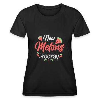 Neues Melonen Hurra Lustige Brüste job - Frauen Funktions-T-Shirt - Schwarz - Vorne - AI Model Female 172 light (172cm)