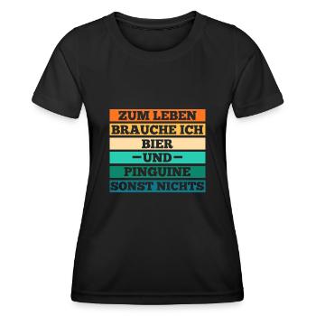 Bier Pinguin - Frauen Funktions-T-Shirt - Schwarz - Vorne - AI Model Female 172 light (172cm)