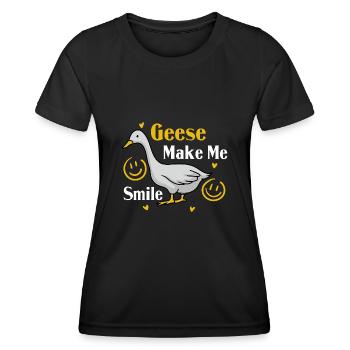 Les oies me font sourire, mignonne oie, oiseau, - T-shirt sport Femme - noir - Devant - AI Model Female 172 light (172cm)