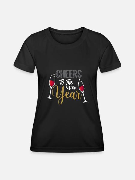 Cheers New Year Silvester Neujahr Weihnachten - Frauen Funktions-T-Shirt - Schwarz