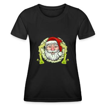 Santa Stoned mit Bong - Ugly Weihnachten - Frauen Funktions-T-Shirt - Schwarz - Vorne - AI Model Female 172 light (172cm)