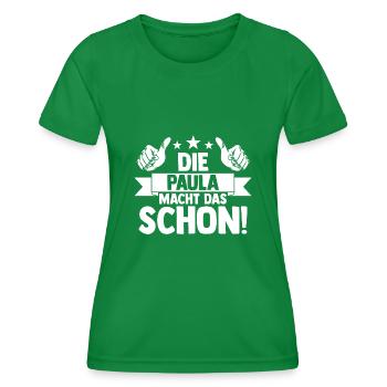 Name Paula - Frauen Funktions-T-Shirt - Kelly Green - Vorne - AI Model Female 172 dark (172cm)