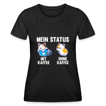 Katze Mein Status Mit Kaffee Ohne Kaffee - Frauen Funktions-T-Shirt - Schwarz - Vorne - AI Model Female 172 light (172cm)
