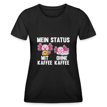 Axolotl Mein Status Mit Kaffee Ohne Kaffee - Frauen Funktions-T-Shirt - Schwarz - Vorne - AI Model Female 172 light (172cm)