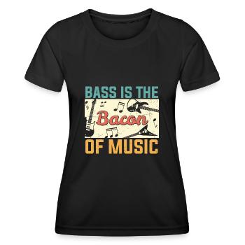 La basse est le bacon de Music Guitar Player - T-shirt sport Femme - noir - Devant - AI Model Female 172 light (172cm)