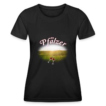 100% Pfälzer Pälzer Palz Pfalz Mundart Dialekt - Frauen Funktions-T-Shirt - Schwarz - Vorne - AI Model Female 172 light (172cm)