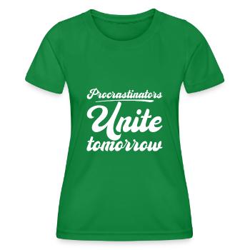 Procrastinateurs, unissez-vous demain - T-shirt sport Femme - vert - Devant - AI Model Female 172 dark (172cm)