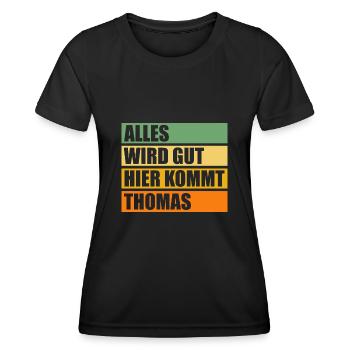 Thomas - Frauen Funktions-T-Shirt - Schwarz - Vorne - AI Model Female 172 light (172cm)