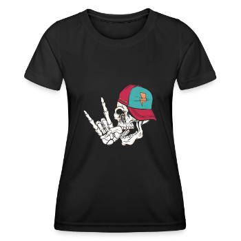 Rock Skull - Frauen Funktions-T-Shirt - Schwarz - Vorne - AI Model Female 172 light (172cm)