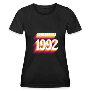 Septembre 1992 - Cadeau du 30e anniversaire. Génial. - T-shirt sport Femme - noir - Devant - AI Model Female 172 light (172cm)