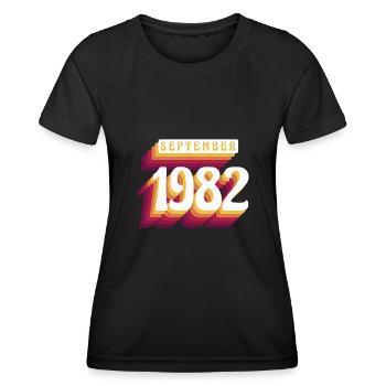 Septembre 1982 - cadeau du 40e anniversaire. Génial. - T-shirt sport Femme - noir - Devant - AI Model Female 172 light (172cm)