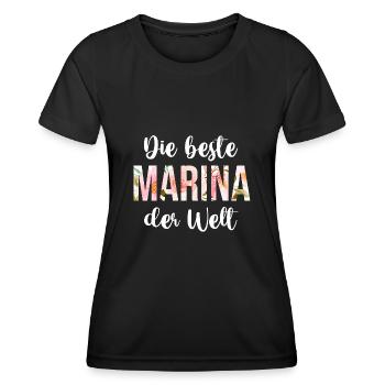 Marina - Frauen Funktions-T-Shirt - Schwarz - Vorne - AI Model Female 172 light (172cm)