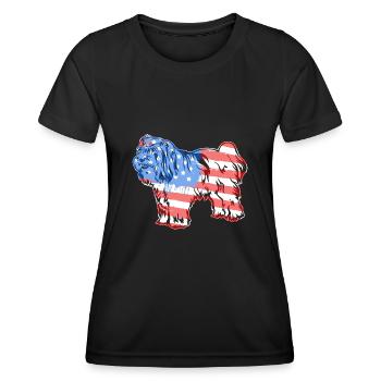Tibetan Terrier Tibetan Terrier Flag - Women's Functional T-Shirt - black - Front - AI Model Female 172 light (172cm)