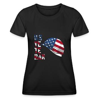 Veteran Soldat - USA Flagge - Frauen Funktions-T-Shirt - Schwarz - Vorne - AI Model Female 172 light (172cm)
