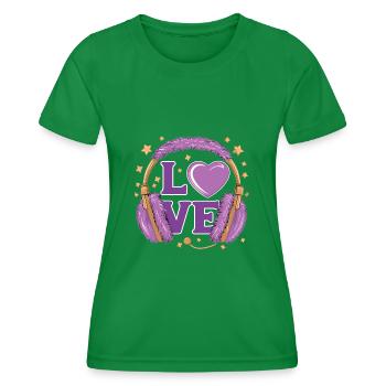 Lila Love Music Kopfhörer mit Sternen und Herz - Frauen Funktions-T-Shirt - Kelly Green - Vorne - AI Model Female 172 dark (172cm)