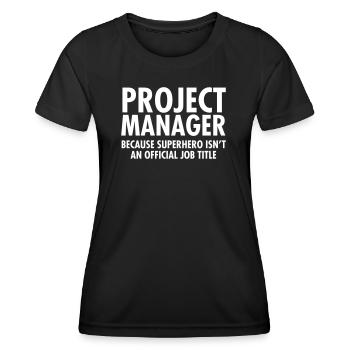 Project Manager - Superhero - T-shirt sport Femme - noir - Devant - AI Model Female 172 light (172cm)