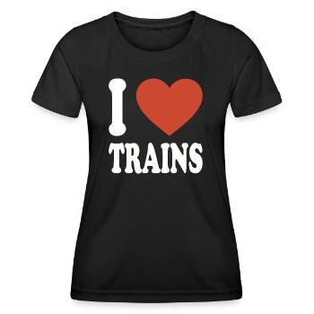 I love trains - Frauen Funktions-T-Shirt - Schwarz - Vorne - AI Model Female 172 light (172cm)