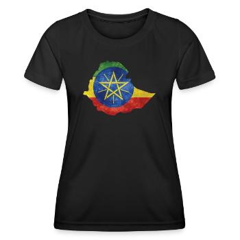 Ethiopie - Frontière nationale en drapeau national - T-shirt sport Femme - noir - Devant - AI Model Female 172 light (172cm)
