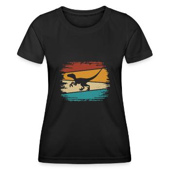 Velociraptor Dino Dinosaures - T-shirt sport Femme - noir - Devant - AI Model Female 172 light (172cm)