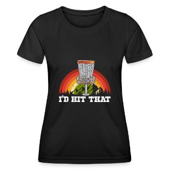 Disc Throwing Disc Golf Hobby - Women's Functional T-Shirt - black - Front - AI Model Female 172 light (172cm)