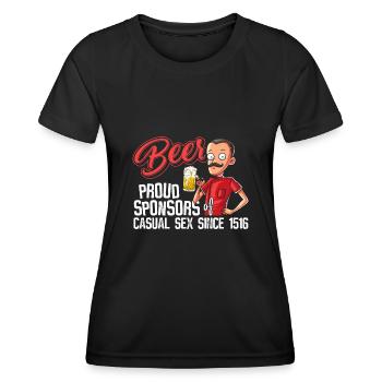 Beer - Proud Sponsor for casual Sex - Frauen Funktions-T-Shirt - Schwarz - Vorne - AI Model Female 172 light (172cm)