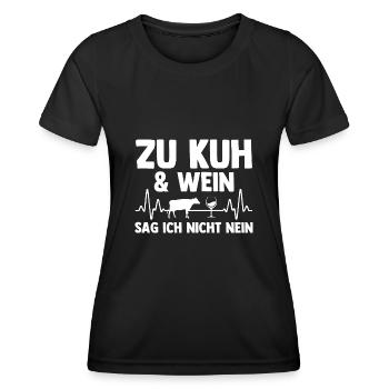Kuh Landwirt Bauernhof Wein Kühe - Frauen Funktions-T-Shirt - Schwarz - Vorne - AI Model Female 172 light (172cm)