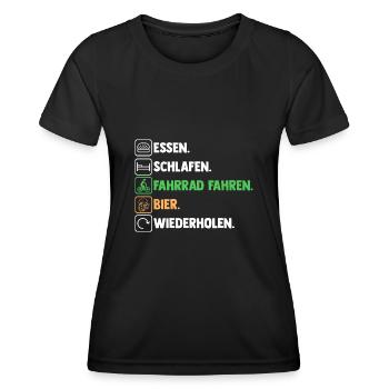 Bier Fahrradfahrer Rad Fahrrad - Frauen Funktions-T-Shirt - Schwarz - Vorne - AI Model Female 172 light (172cm)