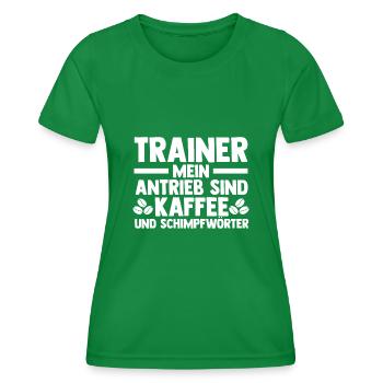 Kaffee Sportmannschaft Trainer - Frauen Funktions-T-Shirt - Kelly Green - Vorne - AI Model Female 172 dark (172cm)