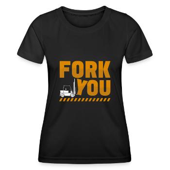 Gabelstaplerfahrer lustige Gabel, die Sie entwerfen - Frauen Funktions-T-Shirt - Schwarz - Vorne - AI Model Female 172 light (172cm)