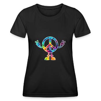 Peacezeichen Friedenszeichen tie dye - Frauen Funktions-T-Shirt - Schwarz - Vorne - AI Model Female 172 light (172cm)