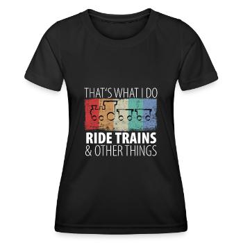 Train Chemin de fer Trains Trains Conducteurs de train - T-shirt sport Femme - noir - Devant - AI Model Female 172 light (172cm)