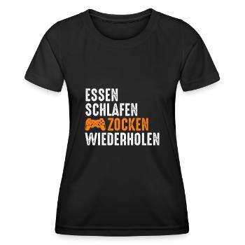 Zocker Zocken Gamer - Frauen Funktions-T-Shirt - Schwarz - Vorne - AI Model Female 172 light (172cm)